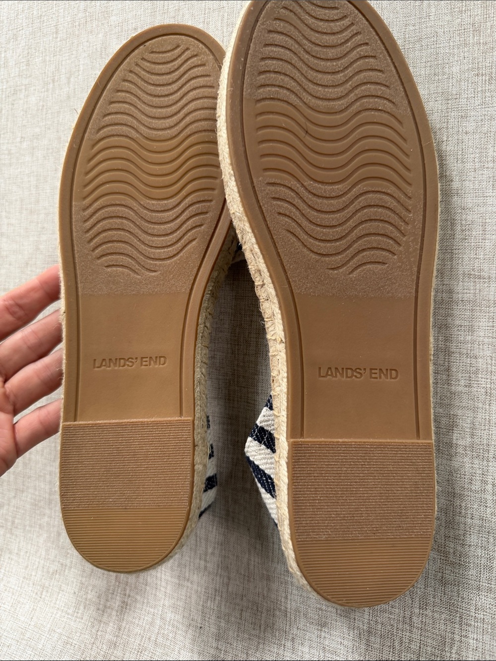 Land’s End Espadrille Women’s 11 Flat Breton Navy Stripe classic preppy NEW - Picture 7 of 9